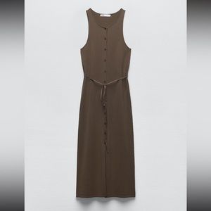 ZARA MIDI KNIT DRESS WITH BUTONS AND BELT
